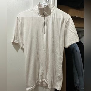 River Island White Quarter Zip Up T-Shirt